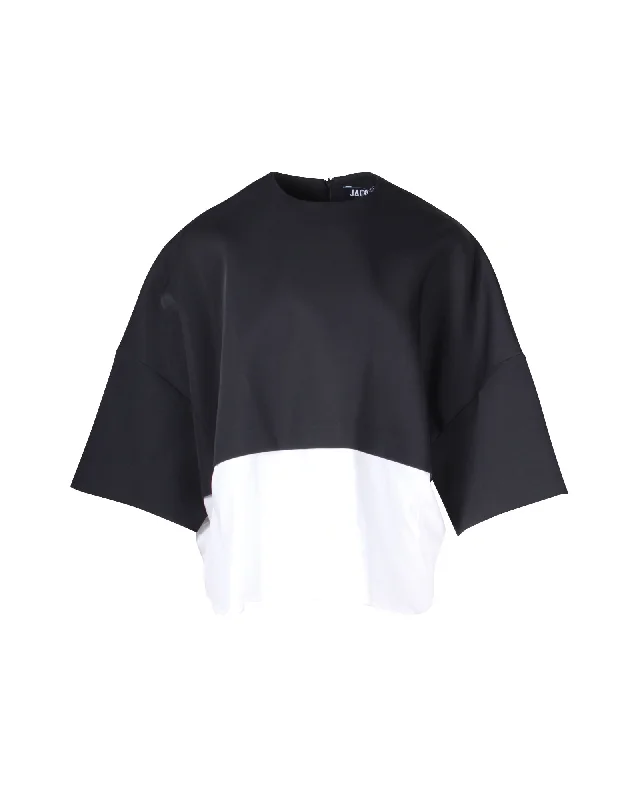 Jacquemus Le T-shirt Chemise Colorblock T-shirt in Navy Blue Cotton End Of Season Sale