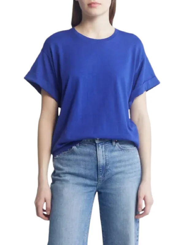 Jade Tee In Cobalt Romantic Detailing