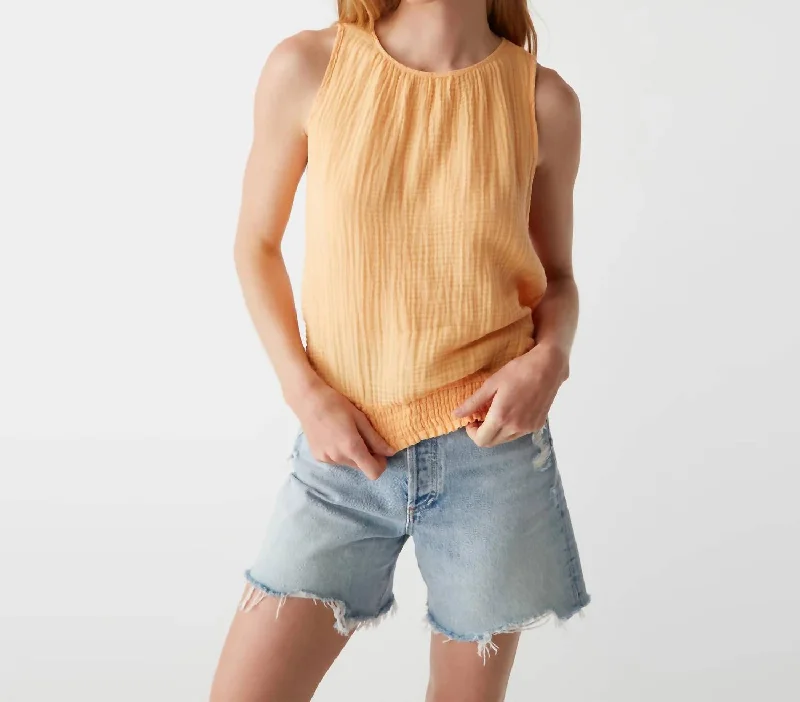 Janelle Tie Neck Tank Top In Tangerine Update With Cottagecore Styles