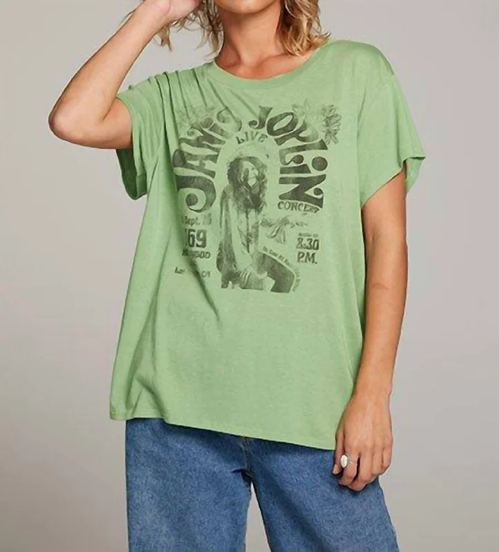 Janis Joplin Hollywood Bowl Tee In Piquant Green Trend Setting Wardrobe