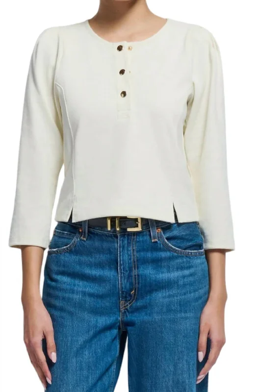 Janney Henley Top In Porcelain Hot Styles