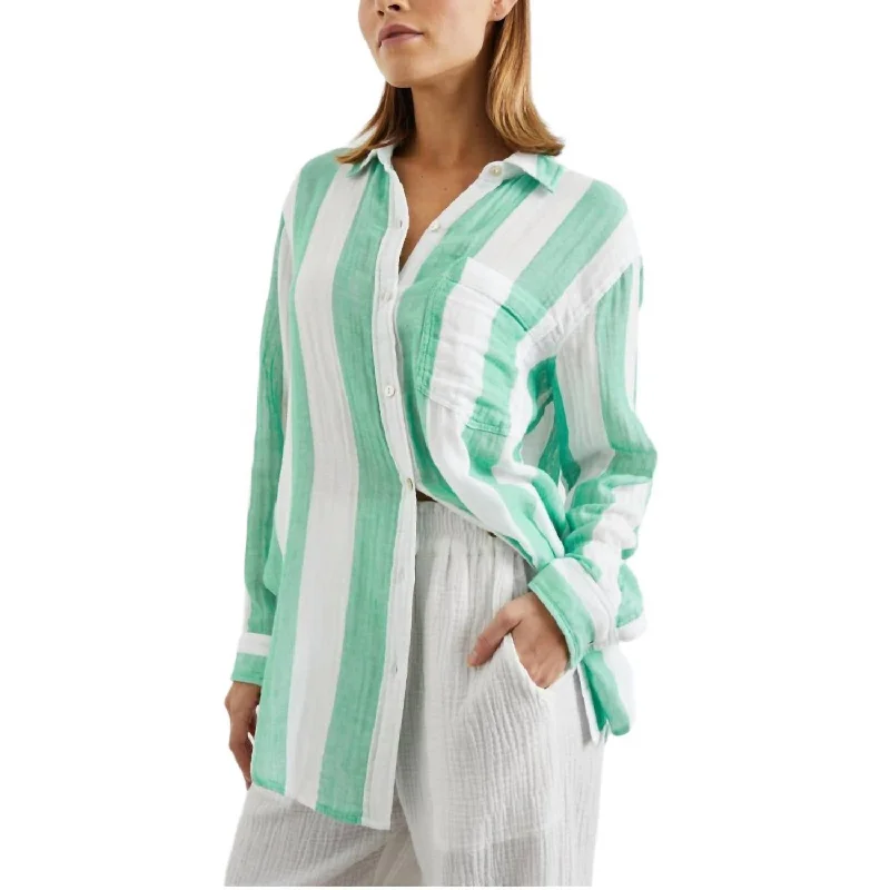 Jaylin Shirt In Jade Stripe Limited Styles