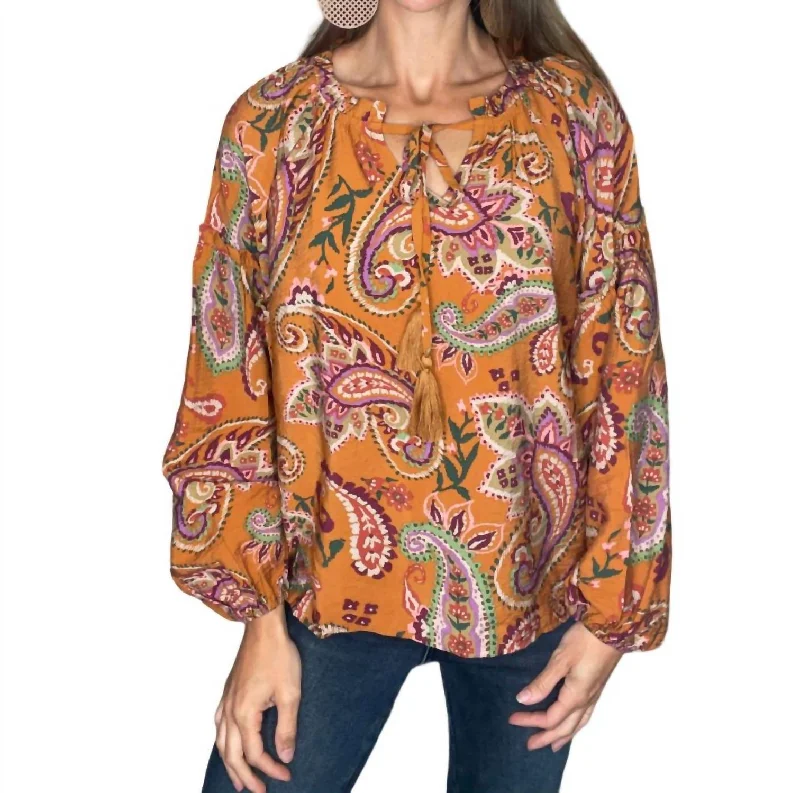 Jennifer Paisley Blouse In Toffee Spring Wardrobe