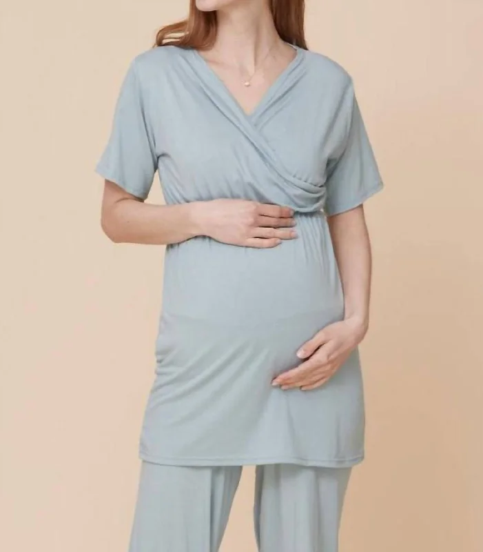 Jersey Nursing Set In Baby Blue Luxury Fashion for Women