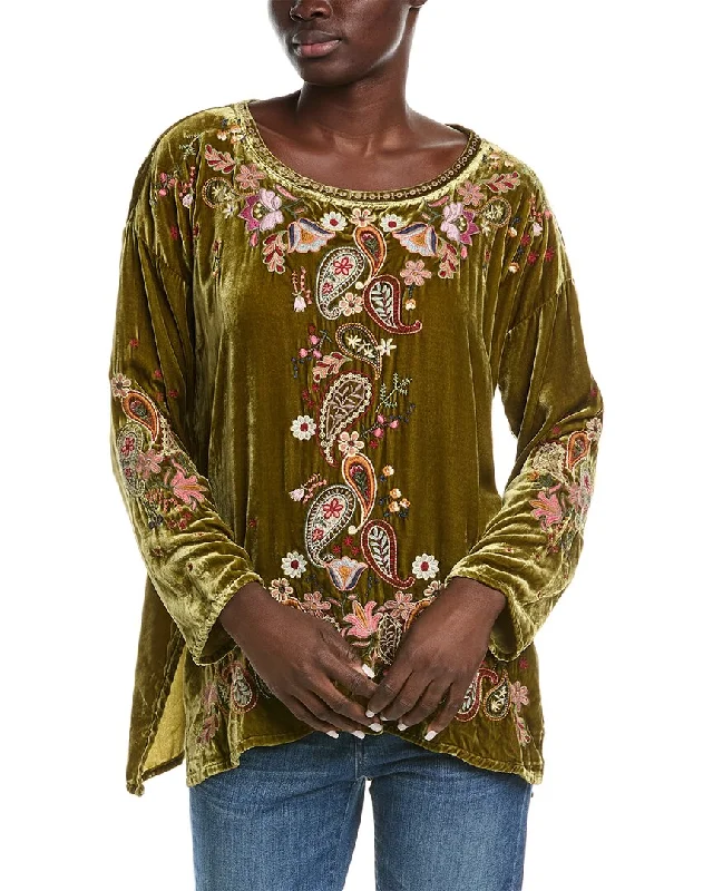 Johnny Was Lori Silk-Blend Blouse Flash Sale