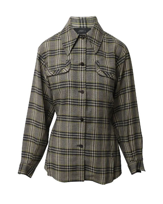 Joseph Asher Checkered Blouse in Multicolor Wool Effortless Style