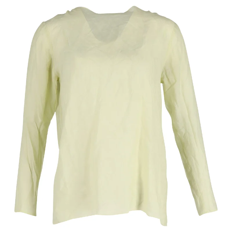 Joseph Back-Tie Long Sleeve Top in Yellow Silk End Of Season Sale