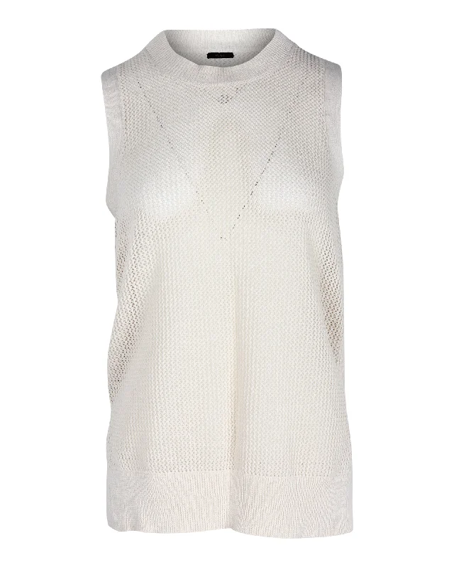 Joseph Knitted Tank Top in Cream Cotton Luxury Fashion