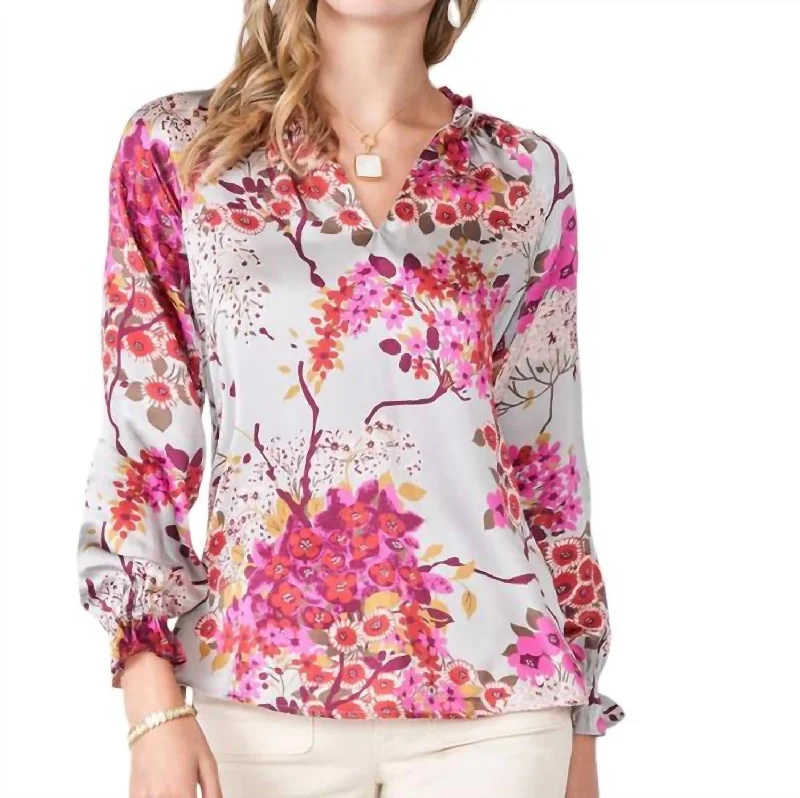 Josette Silk Blouse Whitehall In Limestone Blossom Style Upgrade