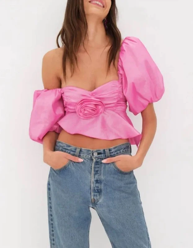 Judith Crop Blouse In Pink Fashion Forward Style