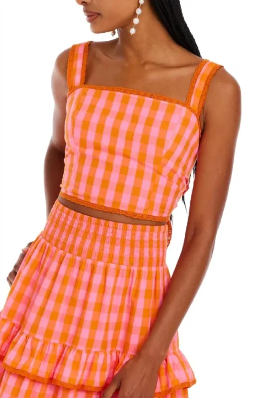 Juliette Crop Top In Orange / Pink Trendy Fashion Sale