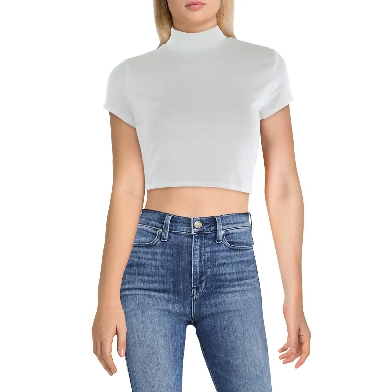 Juniors Womens Ribbed Short Sleeve Cropped Wardrobe Refresh