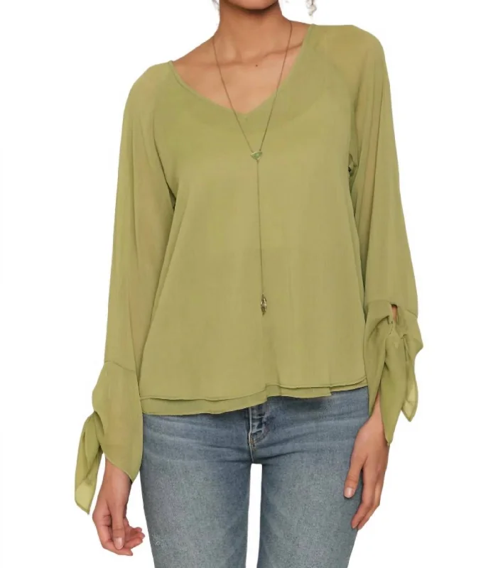 Justine Layered Chiffon Blouse In Sage Style Your Wardrobe