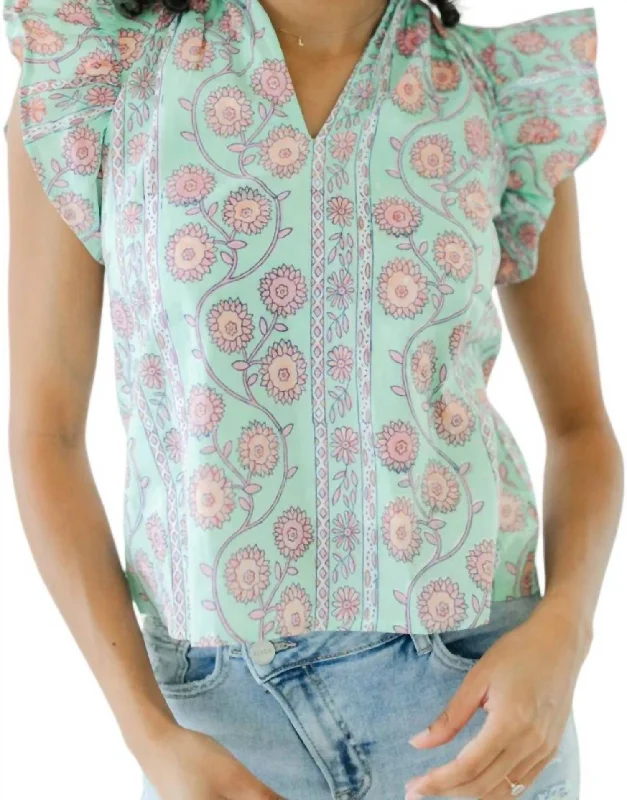 Key Largo Blouse Top In Day Glow Chic Sophistication