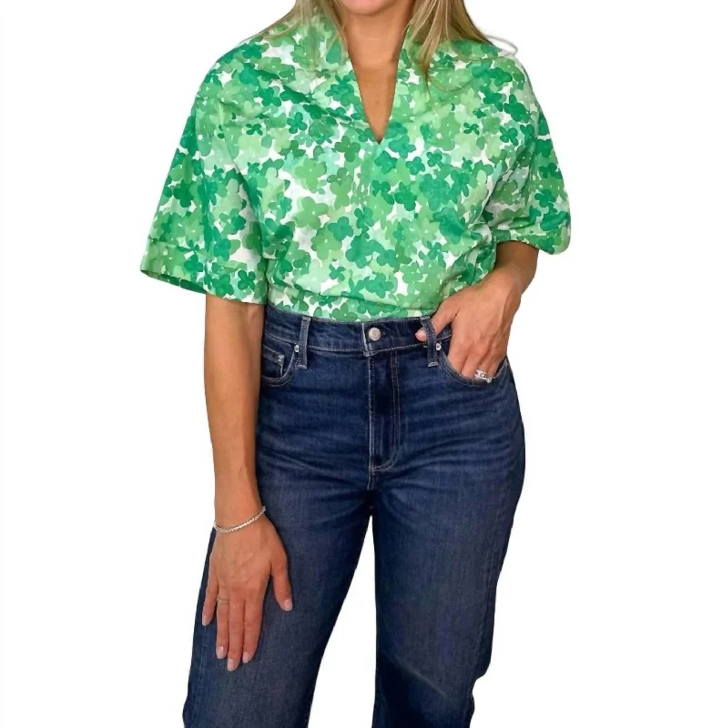 Kimono Tunic Top In Green Ditzy Women's Fashion Hotspots