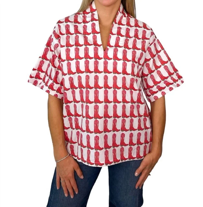 Kimono Tunic Top In Red Boots Style Without Limits