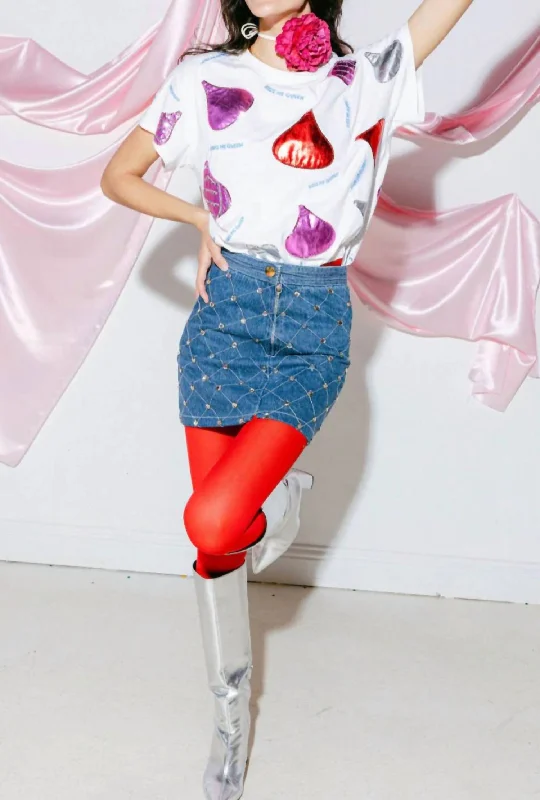 Kiss All Over Tee In White Multi Fashion Sale