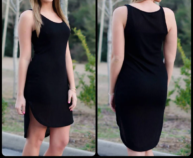 Knit Tank Dress / Cover Up In Black Holiday Attire Sale