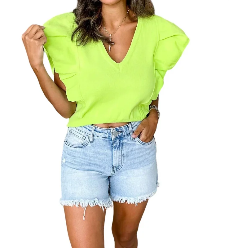 Krista Sleeveless Top In Lime Vintage Look