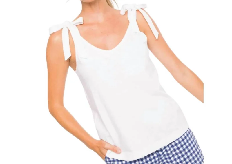 Kristen Sun Farer Tie Shoulder Tank In White New Arrivals