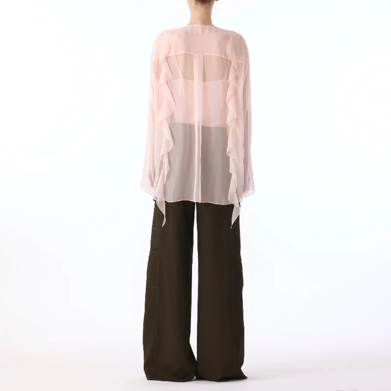 L/s Chiffon Blouse W/ Ruffle Detail Chic & Cozy Collection