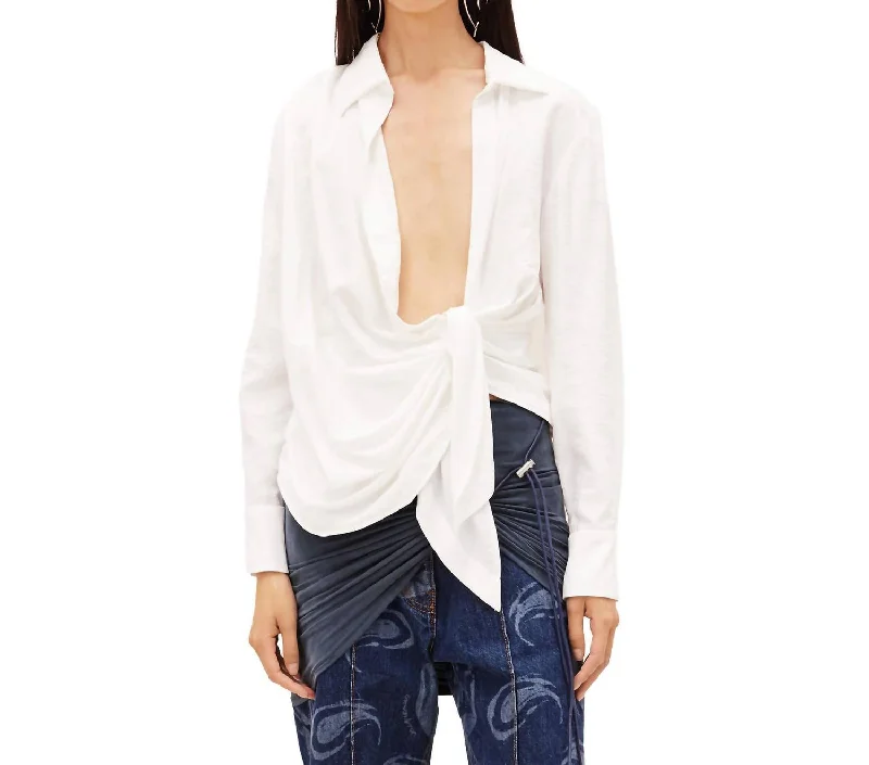 La Chemise Bahia Tied-Sash Shirt In White Dive Into Trendy Women's Fashion