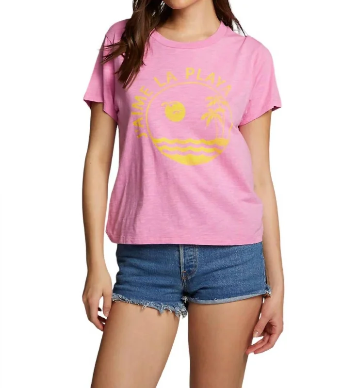 La Playa Tee In Bright Pink Relaxed Style