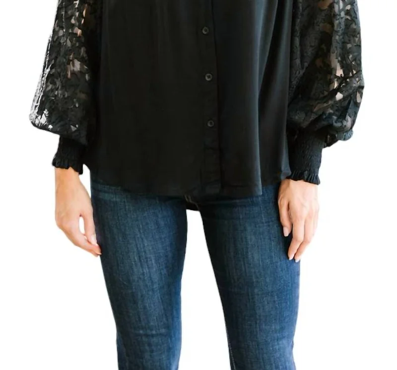 Lace Button Up In Black Limited Time Deal