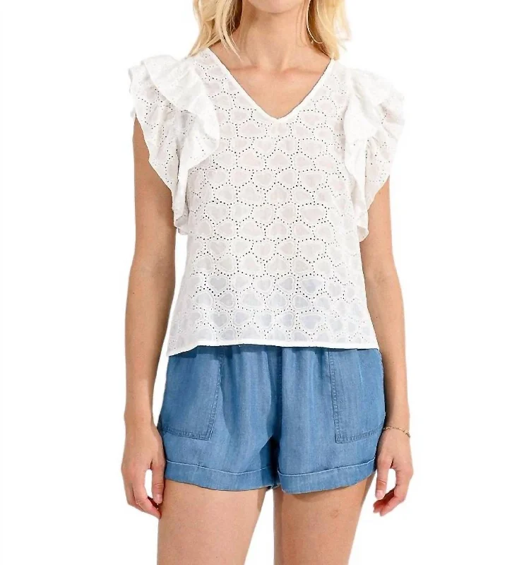 Ladies Woven Top In White Flash Sale