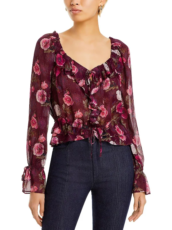 Lanea Womens Ruffled Sheer Blouse Exclusive Sale