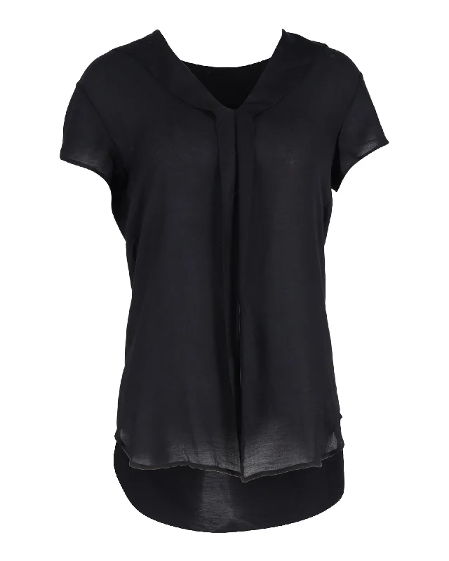 Lanvin V-neck Blouse in Black Synthetic Fashion-Forward