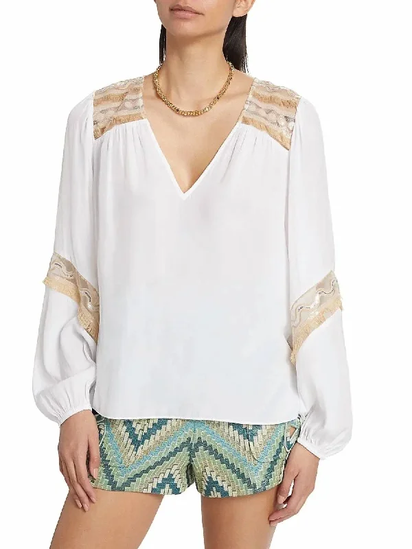 Laurel Embellished Blouse In Ivory Trending Items