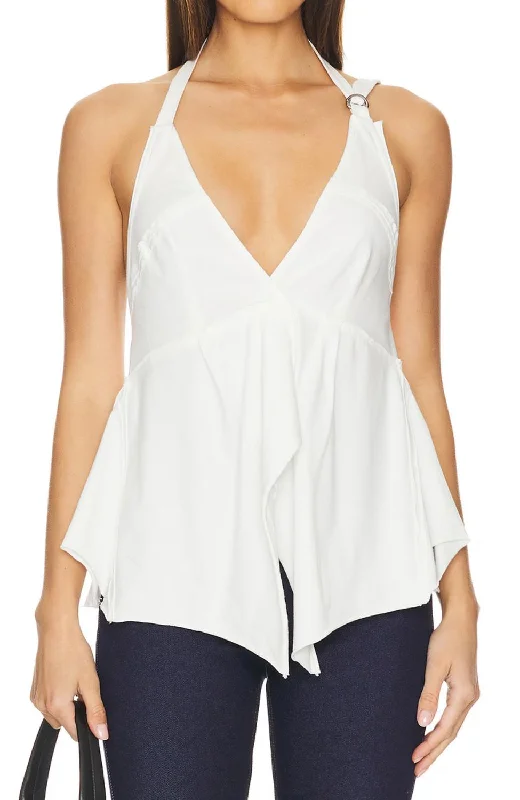 Layla Tunic Top In Optic White Luxury Comfort