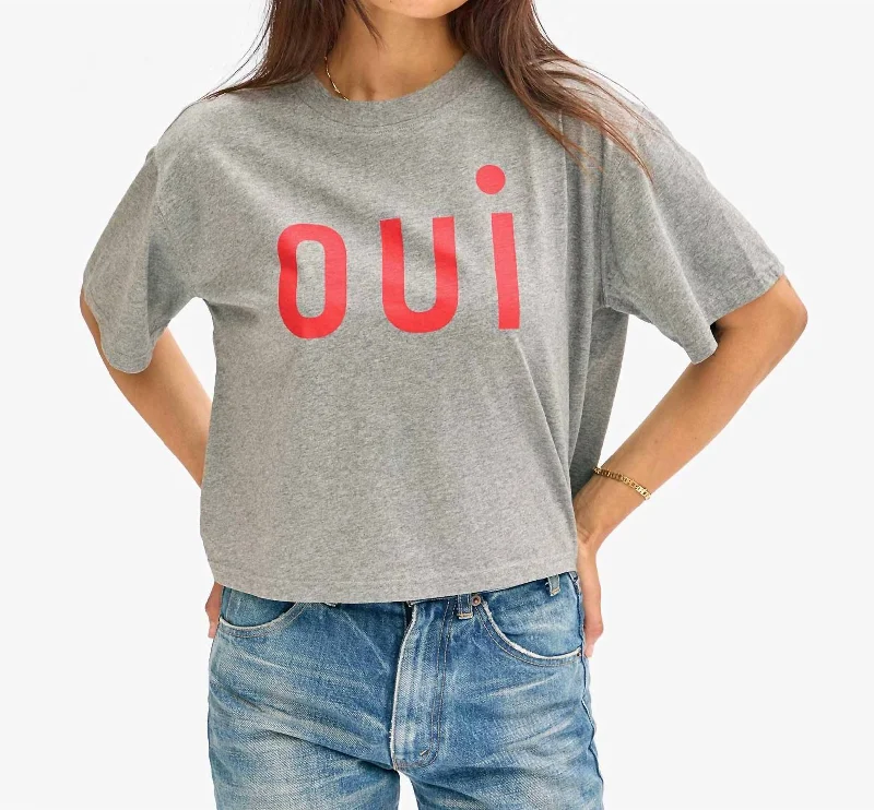 Le Carre Tee In Grey Melange W/ Bright Poppy Oui Your Timeless Wardrobe Awaits