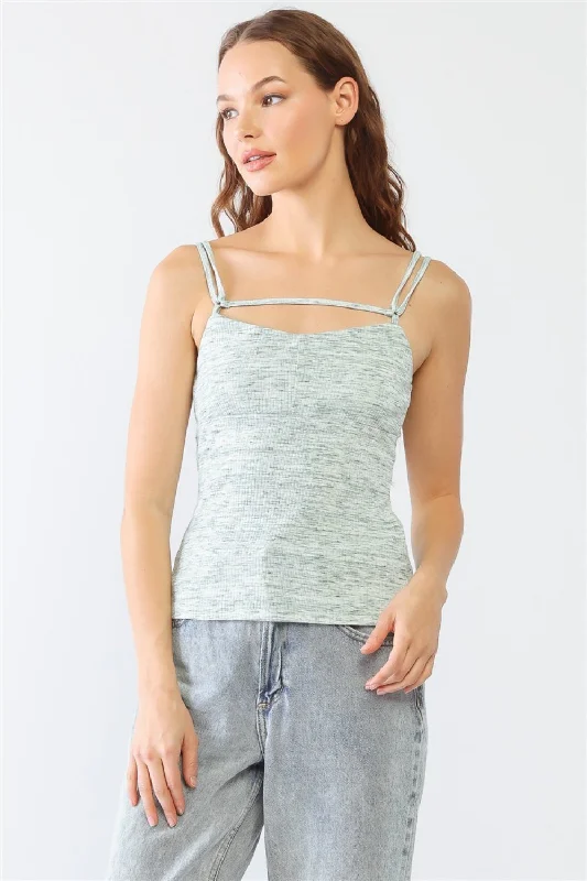 Le Lis Heathered Ribbed Adjustable Strap Cami Budget Friendly Fashion