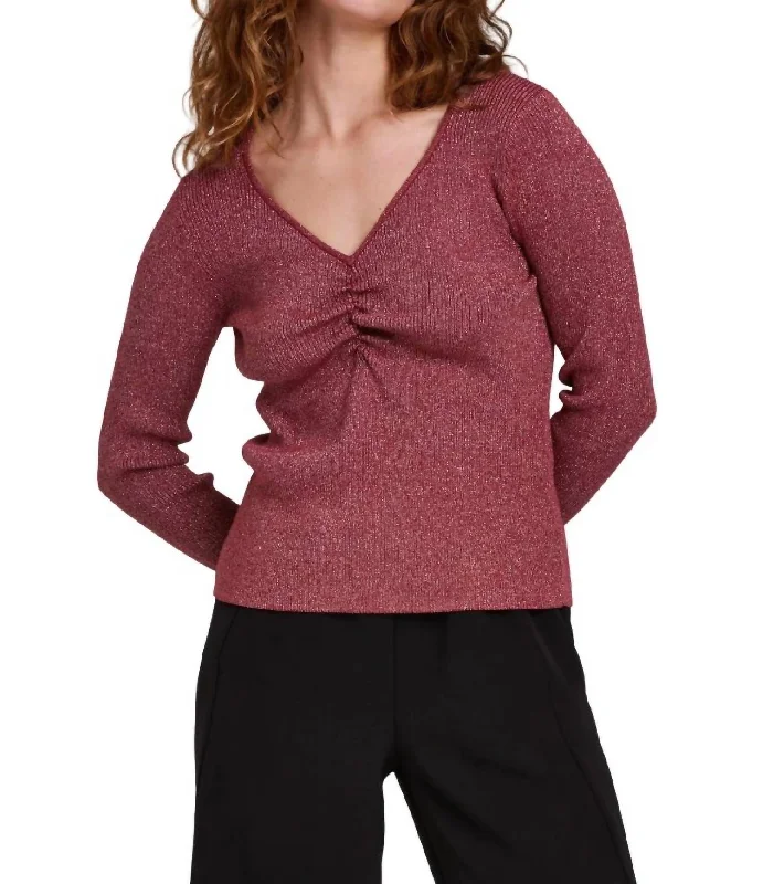 Leighton Knit Top In Cranberry Chic & Cozy Apparel