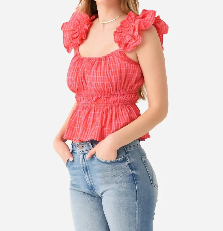 Leila Top In Pink/red Multi Odd Size Clearance Sale