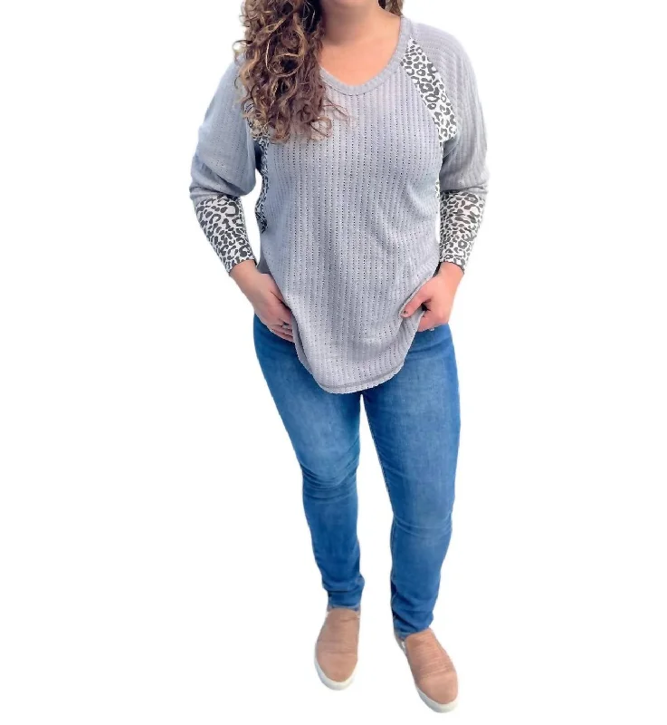 Leopard Print Landing Top In Grey Colorful Clothing