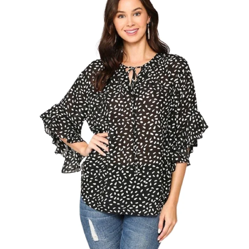 Leopard Printed Crepe Top Save Big