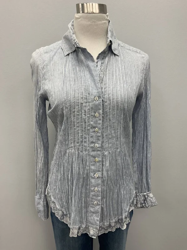 Light Blue Mini Check Cotton Shirt Spring Fling Sale