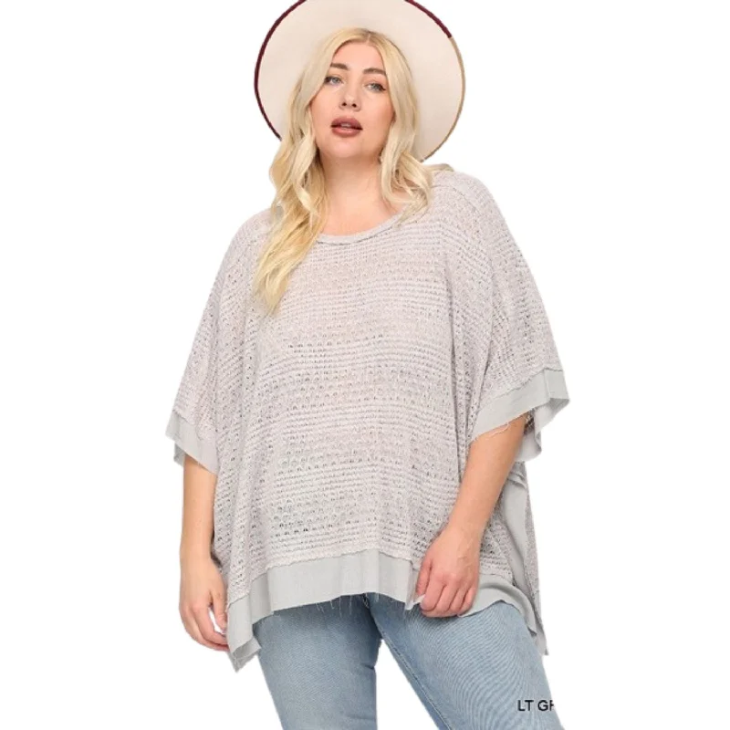 Light Knit And Woven Mixed Boxy Top With Poncho Sleeve Great Deals On Ethnic Cultural Wear