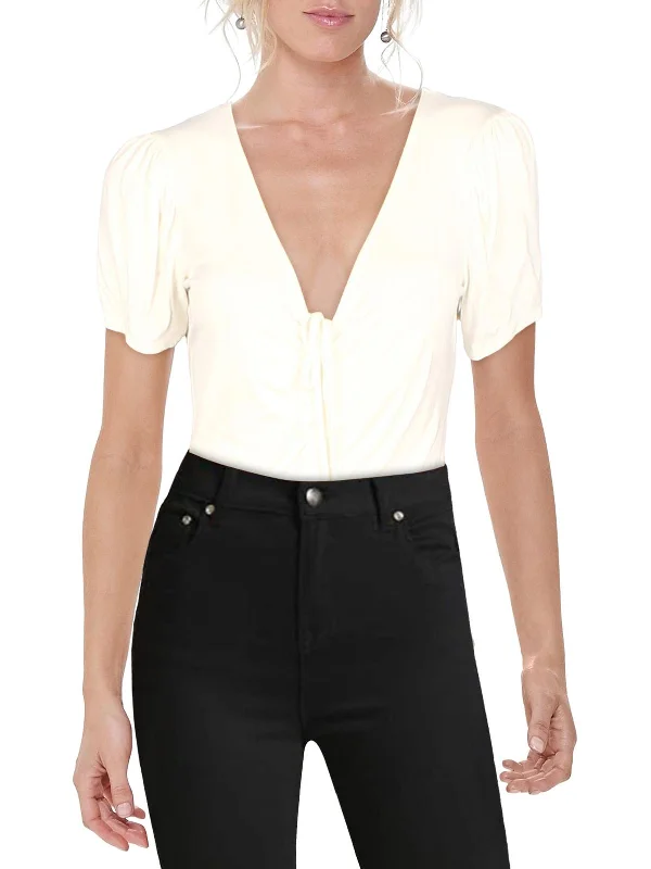 Lillian Womens Rouched Jersey Bodysuit Ends Soon