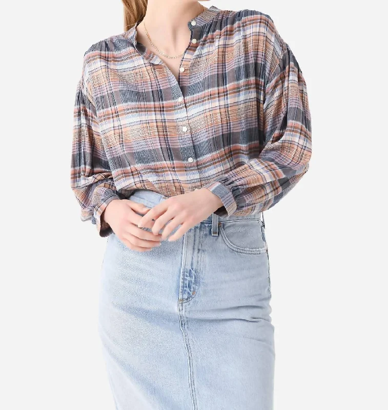 Lilly Blouse In Eclipse Plaid Refined Look