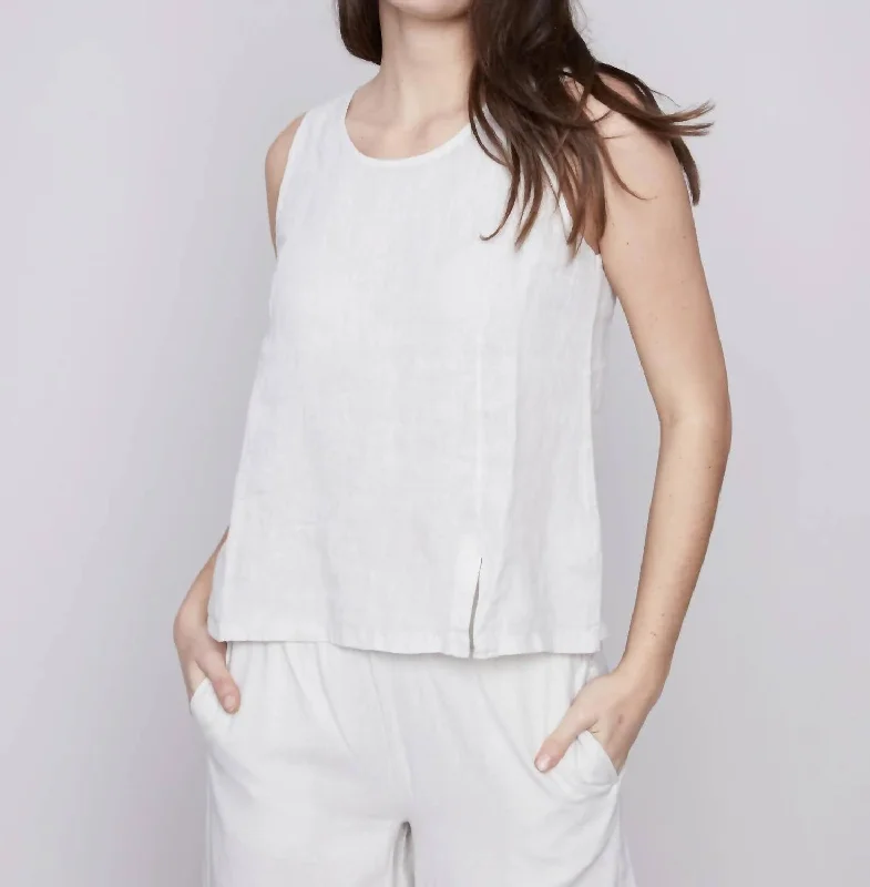 Linen Shell Top In Natural Stylish Basics