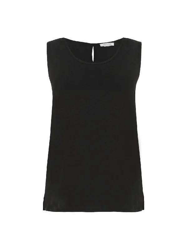 Linen Tank Top In Black Trendsetting Threads