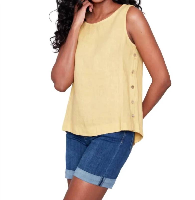 Linen Tank Top In Celedon Fashion Forward Femininity