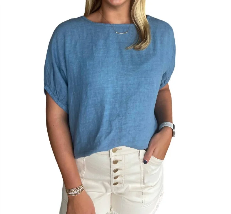 Linen Top In Blue Bid Farewell To The Old Season