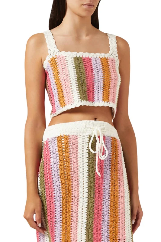 Lito Stripe Crochet Top In Multi Chic And Trendy