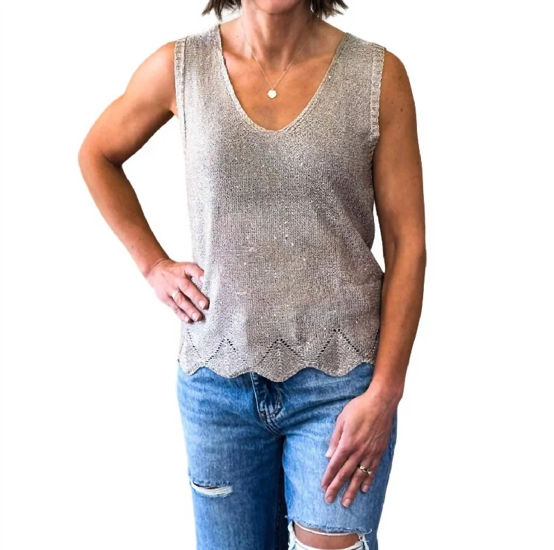 Little Sparkle Sweater Tank In Taupe Seize Bargains