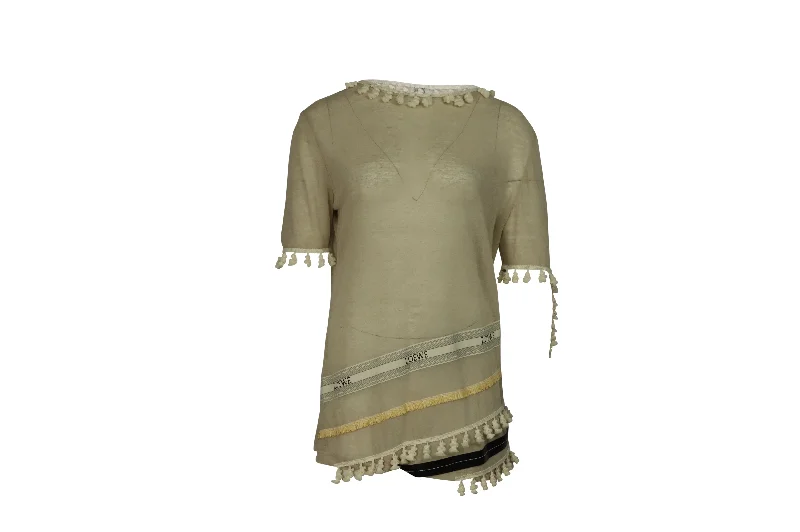 Loewe Tassel T-Shirt in Beige Linen Modern Glamour